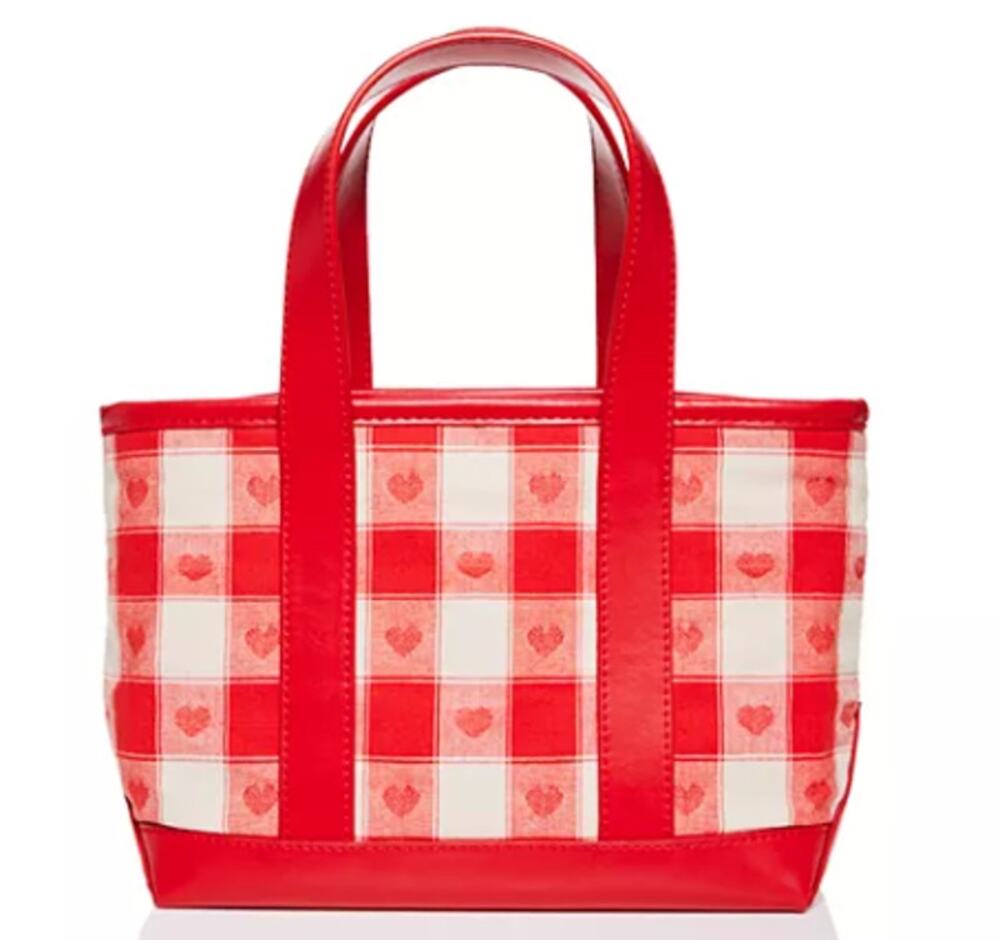 Stoney Clover Lane Red Heart Check Mini Tote New with tags
